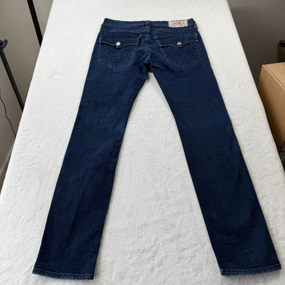 True Religion Rocco Flap Jeans Mens 33 Blue Good Relaxed Skinny N7Y4B52W01696
